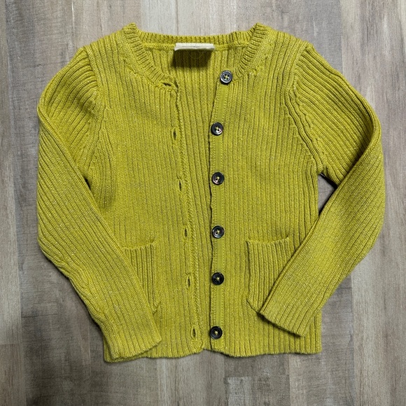 Mini Boden Other - Mini Boden 18- 24m  Sparkly Yellow Button Cardigan Sweater Warm Preppy Bright